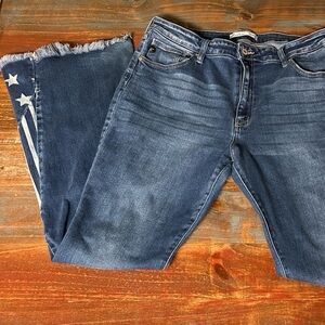 KanCan American Flag Distressed Flare Jeans Size 33